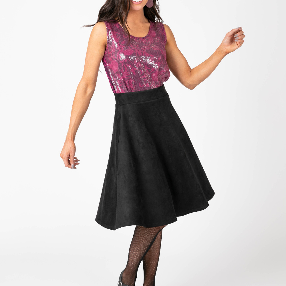 Faux Suede Skirt Black